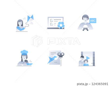 Routine and entertainment - flat design style icons set 124365091
