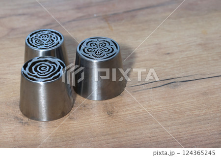 Set of pastry tips made from stainless steel. For creating marshmallow tulips of various shapes. Set of pastry tips made from stainless steel. For creating marshmallow tulips of various shapes. 124365245