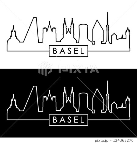 Basel skyline. Linear style. 124365270