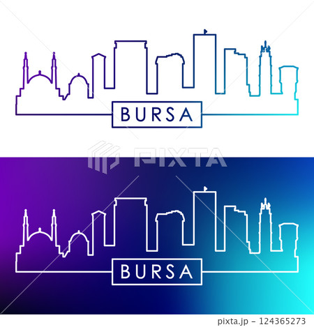 Bursa skyline. Colorful linear style.  124365273