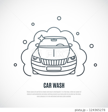 Car wash emblem in line style. Car wash emblem in line style. 124365278