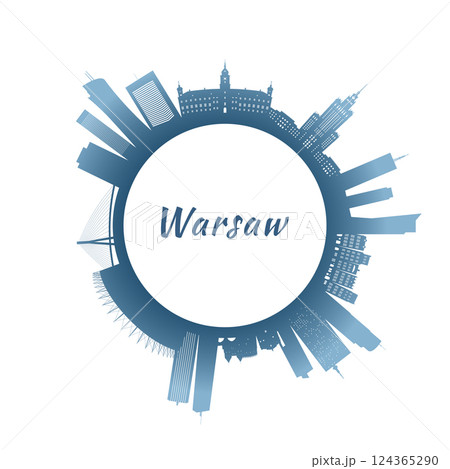 Warsaw skyline with colorful buildings. 124365290