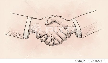 Vintage handshake illustration symbolizing agreement and partnership 124365908