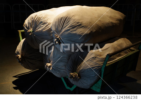 暗がりにある怪しい麻袋 暗がりにある怪しい麻袋 124366238