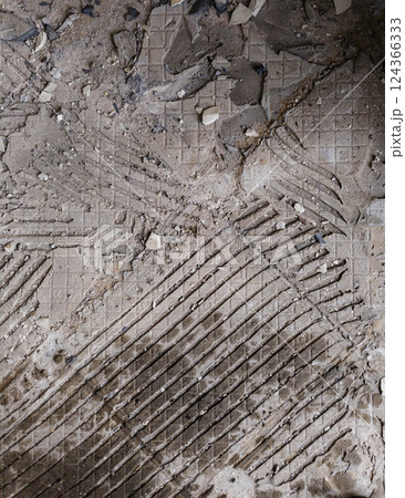 Broken old floor with cracked 124366333