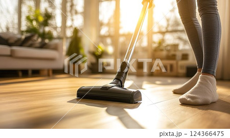 掃除機でフローリング掃除01 掃除機でフローリング掃除01 124366475
