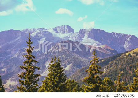 Mountain landscape background. Rocks against the day sky. The dolomites in South Tyrol Italy Europe Mountain landscape background. Rocks against the day sky. The dolomites in South Tyrol Italy Europe 124366570