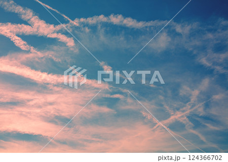 Colorful cloudy sky at sunset. Gradient color. Sky texture. Abstract nature background 124366702