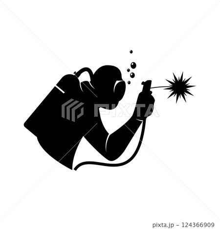 Underwater welder logo Underwater welder logo 124366909