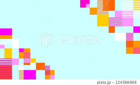 幾何学模様　フレーム　四角形　ボーダー　ブルー 124366968