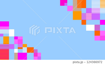 幾何学模様　フレーム　四角形　ボーダー　ブルー 124366972