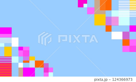 幾何学模様　フレーム　四角形　ボーダー　ブルー 124366973