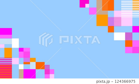 幾何学模様 フレーム 四角形 ボーダー ブルー 幾何学模様 フレーム 四角形 ボーダー ブルー 124366975