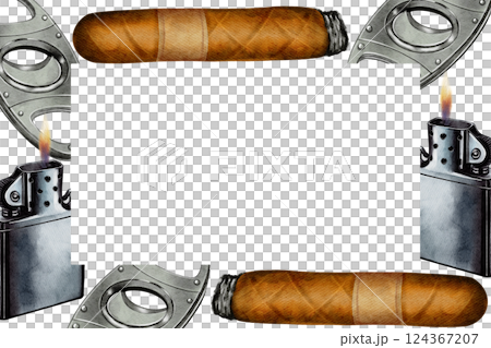 Frame with Cigars and Lighters 124367207