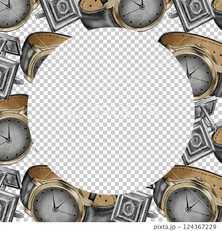 Round Frame with Watches and Cufflinks 124367229