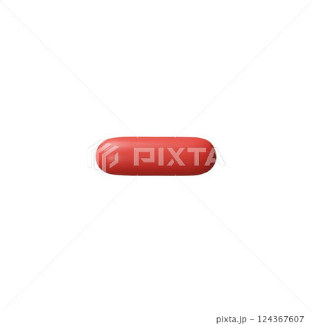 Minus Math operation 3D plastic style vector icon, mathematic red symbol, arithmetic subtraction, deduction formula mark 124367607