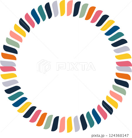 Vector colorful round frame for text. Modern Art graphic. Geometric empty frame with space for your text 124368147