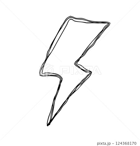 雷の手描きアイコン 複数の線が重なったモノクロのベクターイラスト 124368170