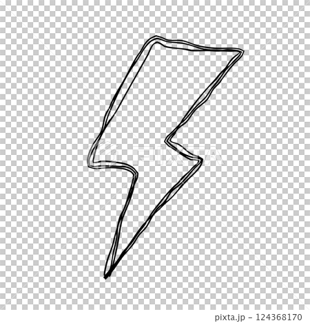 雷の手描きアイコン 複数の線が重なったモノクロのベクターイラスト 124368170
