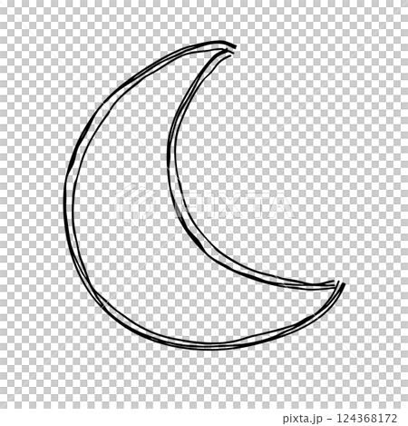 月の手描きアイコン 複数の線が重なったモノクロのベクターイラスト 124368172