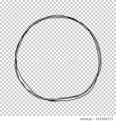 丸の手描きアイコン 複数の線が重なったモノクロのベクターイラスト 124368175
