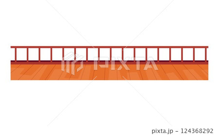 Wooden balcony railings. Decorative fence vector with handrail, curb. 124368292