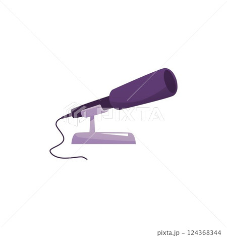 Vector illustration of desktop, wired music microphone, flat cartoon style. Vector illustration of desktop, wired music microphone, flat cartoon style. 124368344