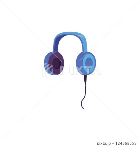 Vector illustration of blue wired headphones. Headset. 124368355