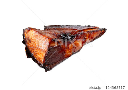 マグロ頭肉(カマ)の照り焼き【白背景・切り抜き】 マグロ頭肉(カマ)の照り焼き【白背景・切り抜き】 124368517