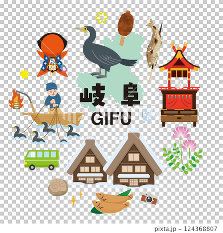 岐阜のイラストセット 124368807