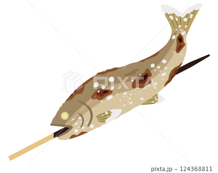 鮎の塩焼きのイラスト 鮎の塩焼きのイラスト 124368811