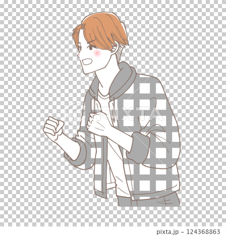 Illustration of a casually dressed man screaming 124368863