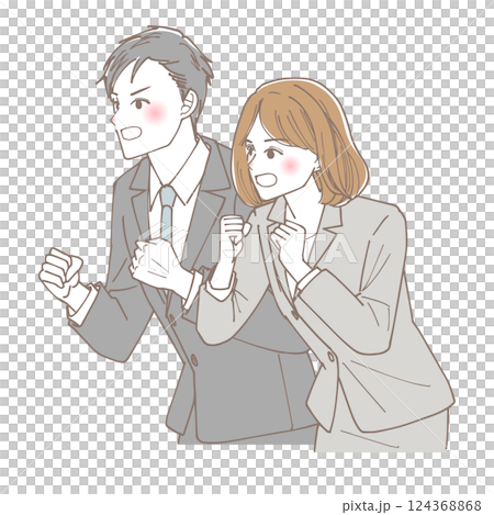 Illustration of a screaming businessman man and woman 124368868