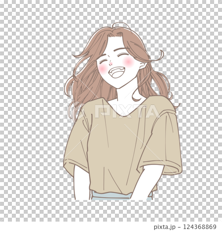 Illustration of a woman laughing out loud 124368869