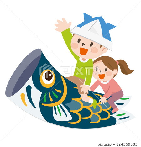 鯉のぼりに乗った子供のイラスト 124369583