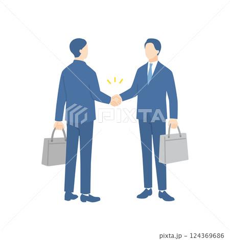 ビジネスバッグを持って握手をするビジネスマン 124369686