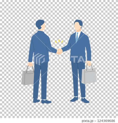 ビジネスバッグを持って握手をするビジネスマン 124369686