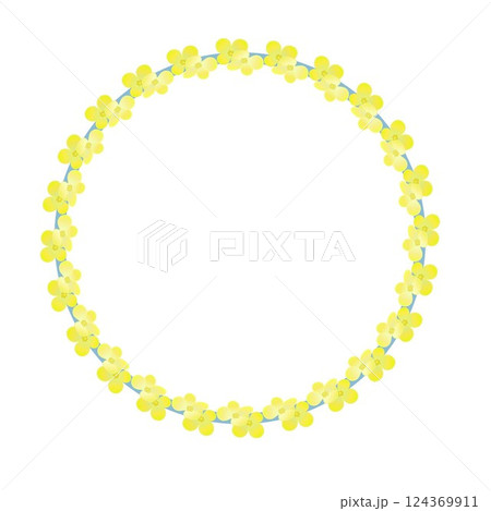 菜の花の円形飾り枠イラスト 124369911