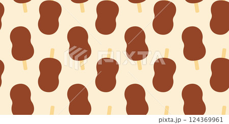 Chocolate Ice Cream Unusual Shape Seamless pattern on Beige World Ice Cream Day Background concept 124369961