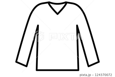 ブイネックの長袖シャツ、服のシンプルな線画アイコン(白黒) ブイネックの長袖シャツ、服のシンプルな線画アイコン(白黒) 124370072