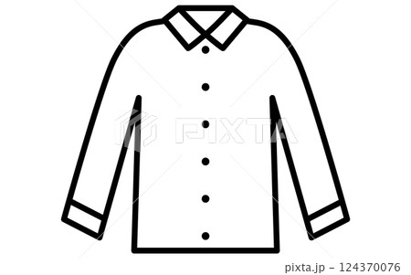 ワイシャツ、服のシンプルな線画アイコン（白黒） 124370076