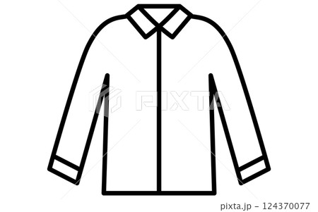 襟のある作業着、服のシンプルな線画アイコン（白黒） 124370077