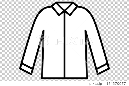襟のある作業着、服のシンプルな線画アイコン（白黒） 124370077