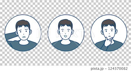 一位年輕男子的面部表情集插圖 124370082