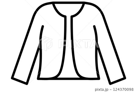 ボレロカーディガン、服のシンプルな線画アイコン（白黒） 124370098