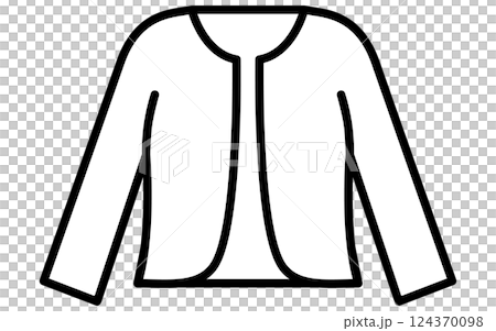 ボレロカーディガン、服のシンプルな線画アイコン（白黒） 124370098