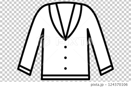 厚手の襟つきカーディガン、服のシンプルな線画アイコン（白黒） 124370106