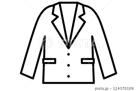 メンズスーツの上着、服のシンプルな線画アイコン（白黒） 124370109
