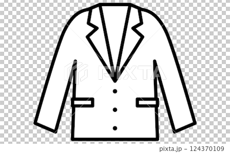 メンズスーツの上着、服のシンプルな線画アイコン（白黒） 124370109