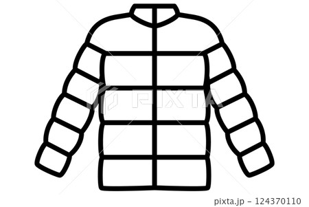 ダウンジャケット、服のシンプルな線画アイコン(白黒) ダウンジャケット、服のシンプルな線画アイコン(白黒) 124370110